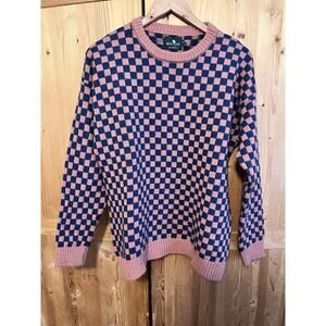 Mustique Gandaia Portugal Checkered Wool Blend Pullover Sweater Size L
